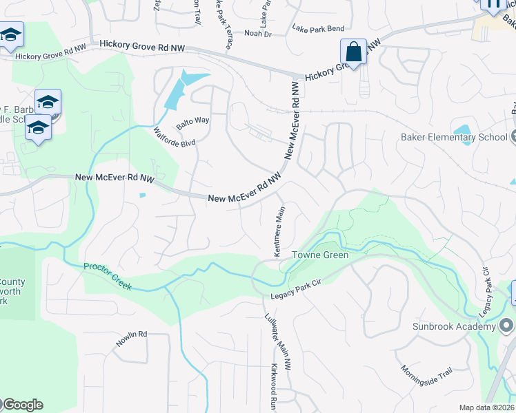 map of restaurants, bars, coffee shops, grocery stores, and more near 4217 Claremont Terrace in Kennesaw