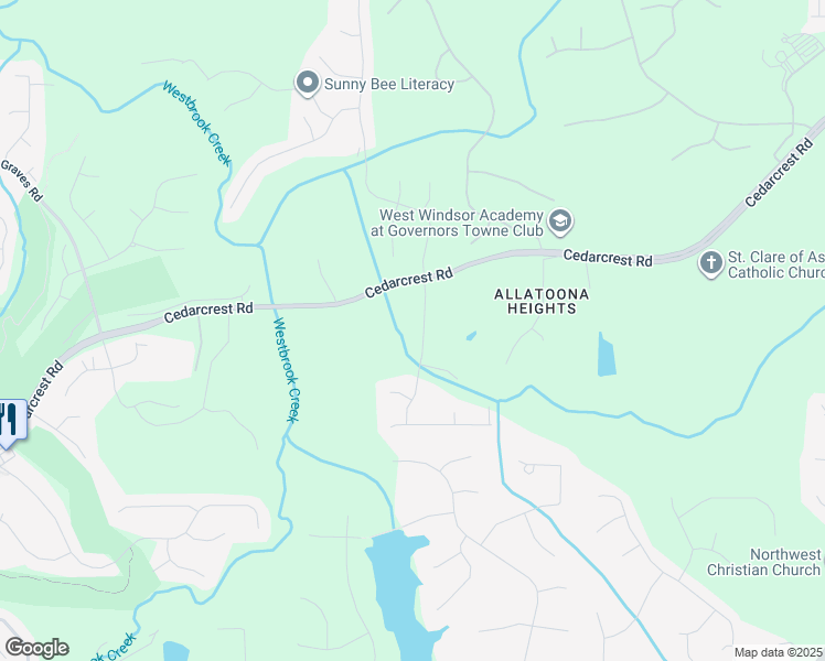 map of restaurants, bars, coffee shops, grocery stores, and more near 126 Cedar Creek Court in Acworth
