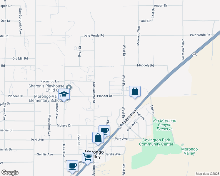 map of restaurants, bars, coffee shops, grocery stores, and more near in Morongo Valley