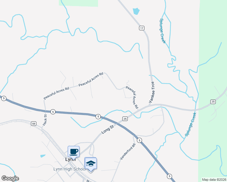 map of restaurants, bars, coffee shops, grocery stores, and more near Peaceful Acres Road in Lynn