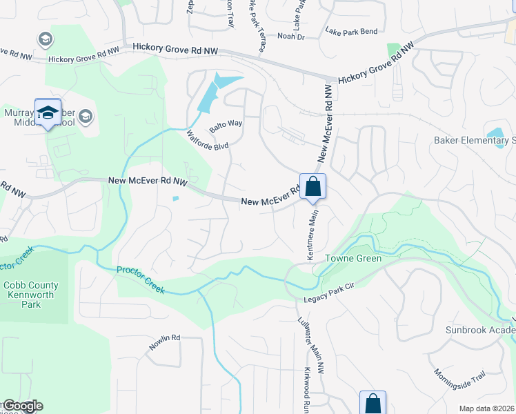 map of restaurants, bars, coffee shops, grocery stores, and more near 3053 Fairhaven Ridge Northwest in Kennesaw