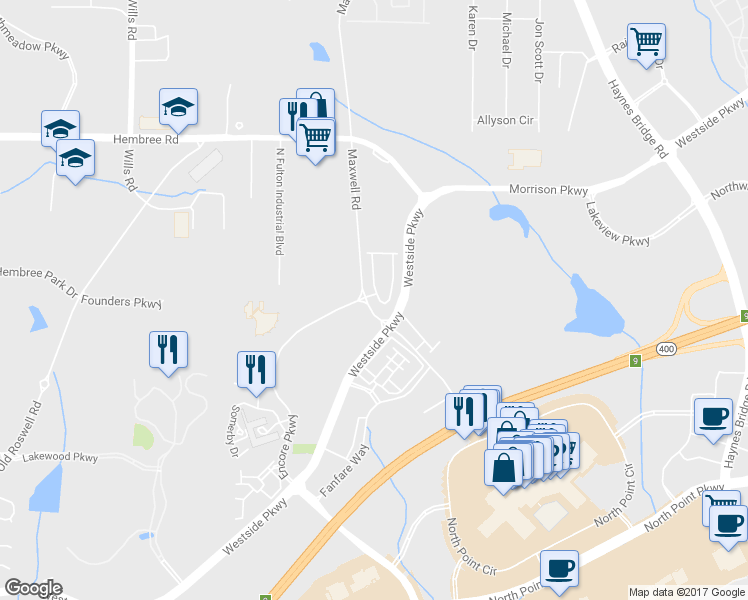map of restaurants, bars, coffee shops, grocery stores, and more near 11396 Musette Circle in Alpharetta