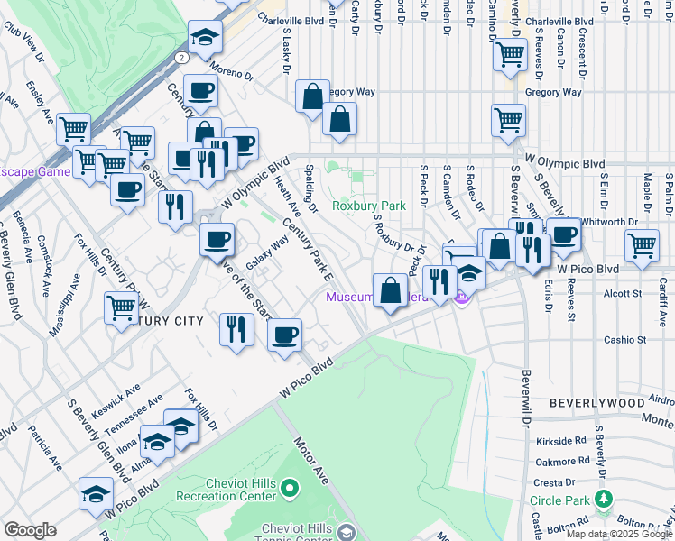 map of restaurants, bars, coffee shops, grocery stores, and more near 513 Hillgreen Drive in Beverly Hills