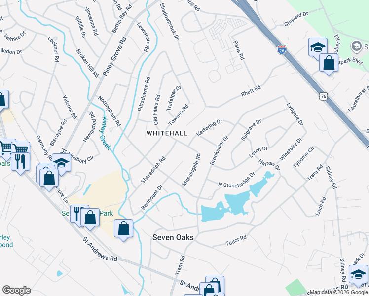 map of restaurants, bars, coffee shops, grocery stores, and more near 339 Barmount Drive in Columbia