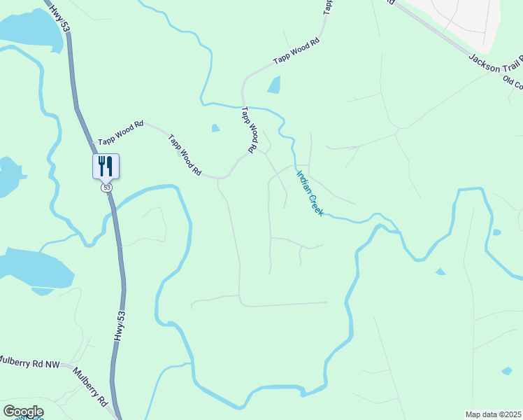 map of restaurants, bars, coffee shops, grocery stores, and more near 256 Races Road in Hoschton