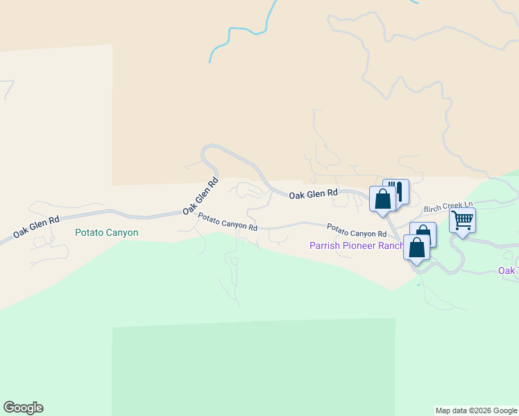 map of restaurants, bars, coffee shops, grocery stores, and more near Mesa TR in Yucaipa