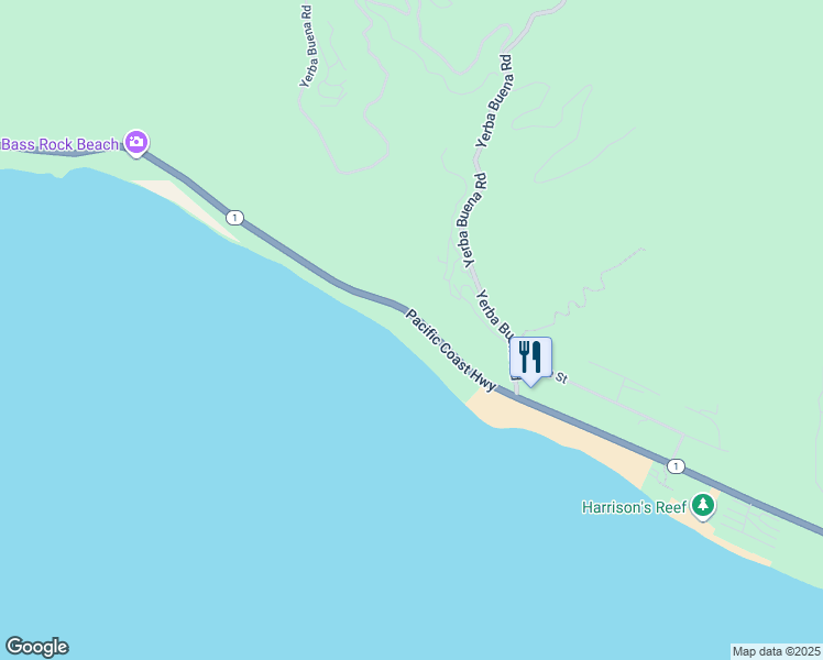 map of restaurants, bars, coffee shops, grocery stores, and more near 11350 California 1 in Malibu