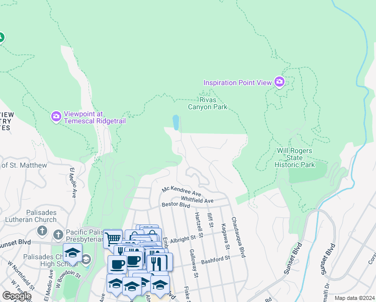 map of restaurants, bars, coffee shops, grocery stores, and more near 1424 Chautauqua Boulevard in Los Angeles
