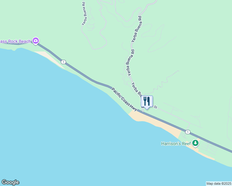 map of restaurants, bars, coffee shops, grocery stores, and more near 11350 California 1 in Malibu