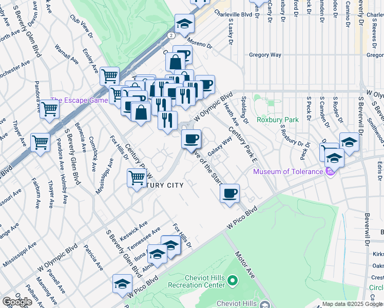 map of restaurants, bars, coffee shops, grocery stores, and more near in Los Angeles