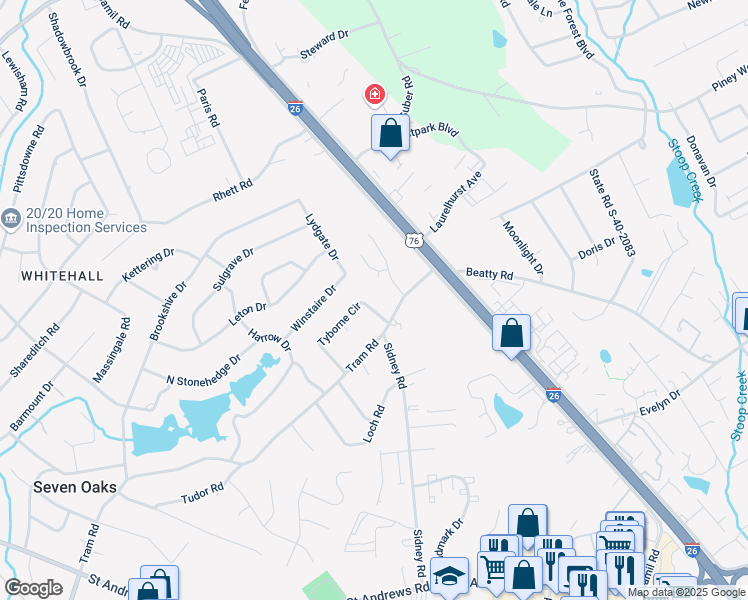 map of restaurants, bars, coffee shops, grocery stores, and more near 307 Hathcock Court in Columbia