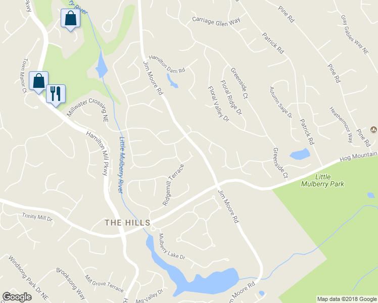 map of restaurants, bars, coffee shops, grocery stores, and more near 3478 Coopers Mill Court Northeast in Dacula
