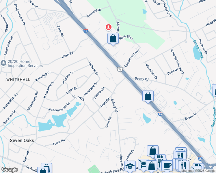 map of restaurants, bars, coffee shops, grocery stores, and more near 307 Hathcock Court in Columbia