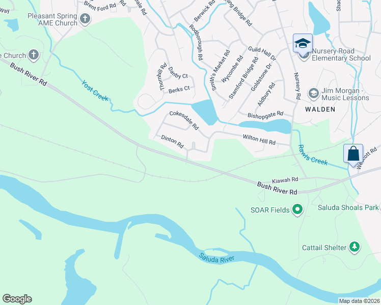 map of restaurants, bars, coffee shops, grocery stores, and more near 112 Dinton Court in Columbia