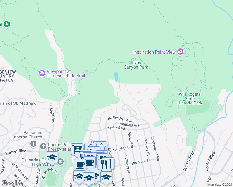 map of restaurants, bars, coffee shops, grocery stores, and more near 1423 Chautauqua Boulevard in Los Angeles