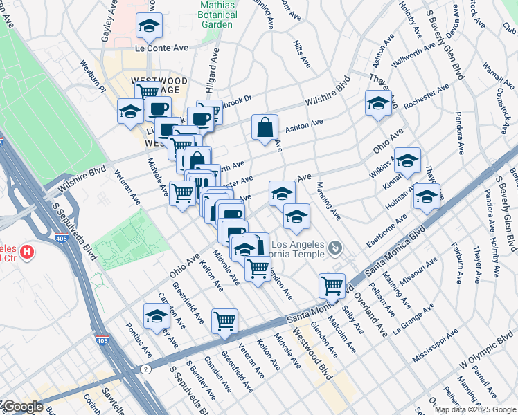 map of restaurants, bars, coffee shops, grocery stores, and more near in Los Angeles