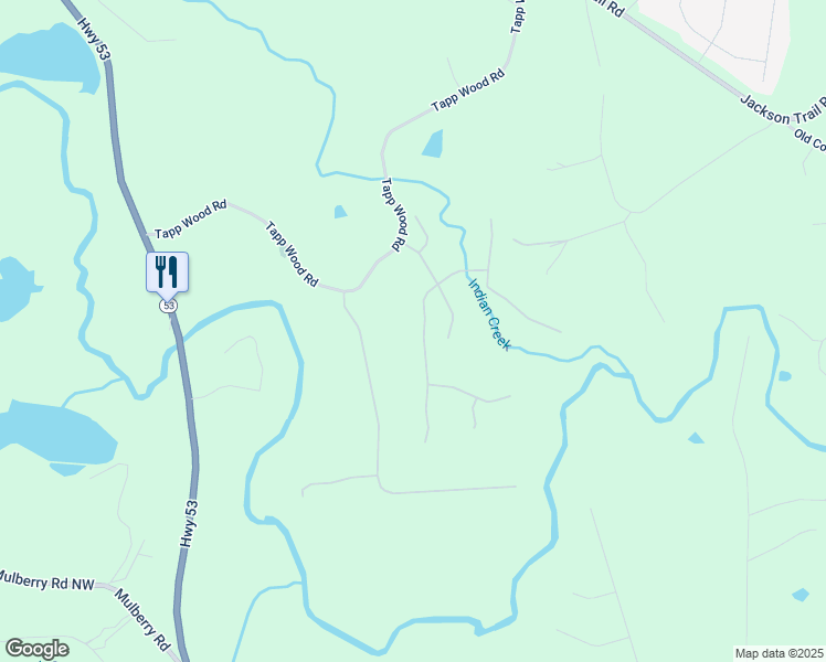 map of restaurants, bars, coffee shops, grocery stores, and more near 238 Races Road in Hoschton