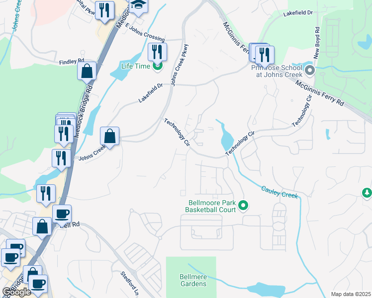 map of restaurants, bars, coffee shops, grocery stores, and more near 11210 Easthaven Place in Duluth