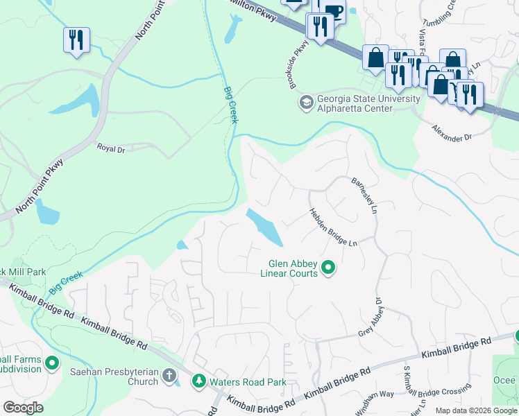 map of restaurants, bars, coffee shops, grocery stores, and more near 885 Longstone Landing in Alpharetta