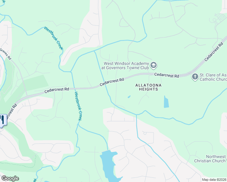map of restaurants, bars, coffee shops, grocery stores, and more near 92 Cedar Creek Court in Acworth