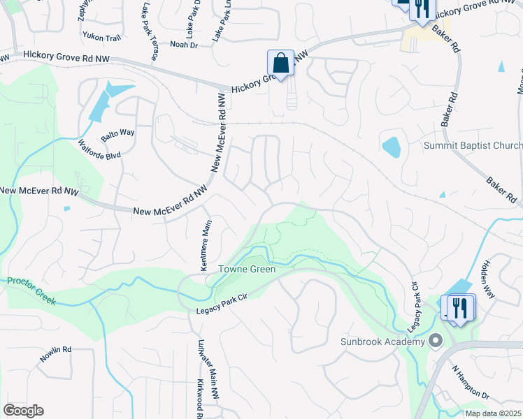 map of restaurants, bars, coffee shops, grocery stores, and more near 4213 Highcroft Main in Kennesaw