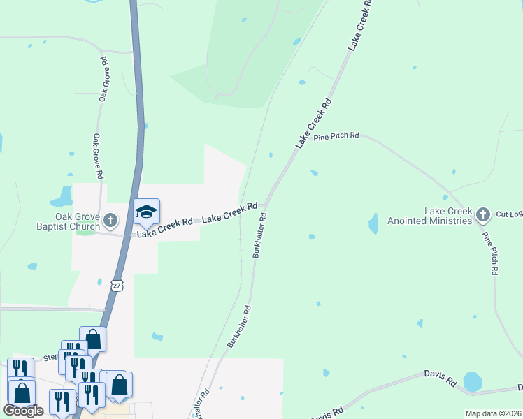 map of restaurants, bars, coffee shops, grocery stores, and more near 451 Burkhalter Road in Cedartown