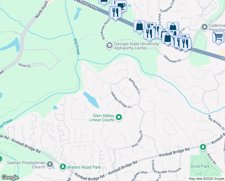 map of restaurants, bars, coffee shops, grocery stores, and more near 315 North Saint Phillip Lane in Alpharetta