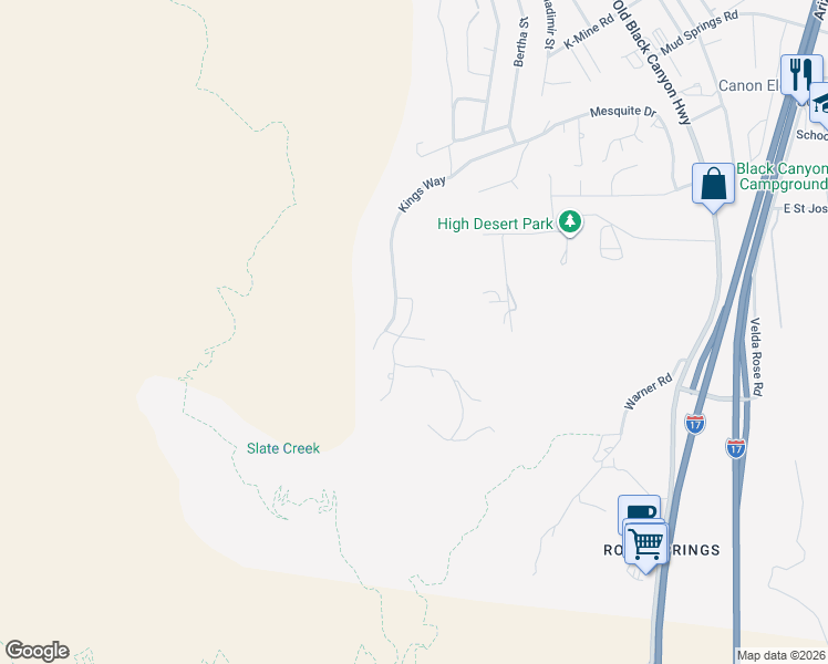 map of restaurants, bars, coffee shops, grocery stores, and more near 35237 South River Ridge Road in Black Canyon City