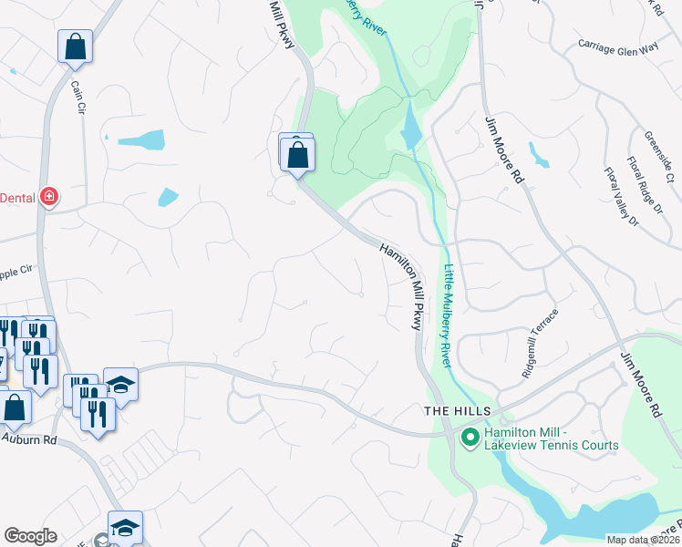 map of restaurants, bars, coffee shops, grocery stores, and more near 1795 Millside Terrace in Dacula