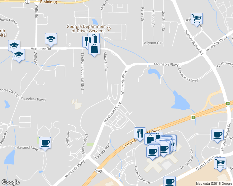 map of restaurants, bars, coffee shops, grocery stores, and more near 11357 Musette Circle in Alpharetta