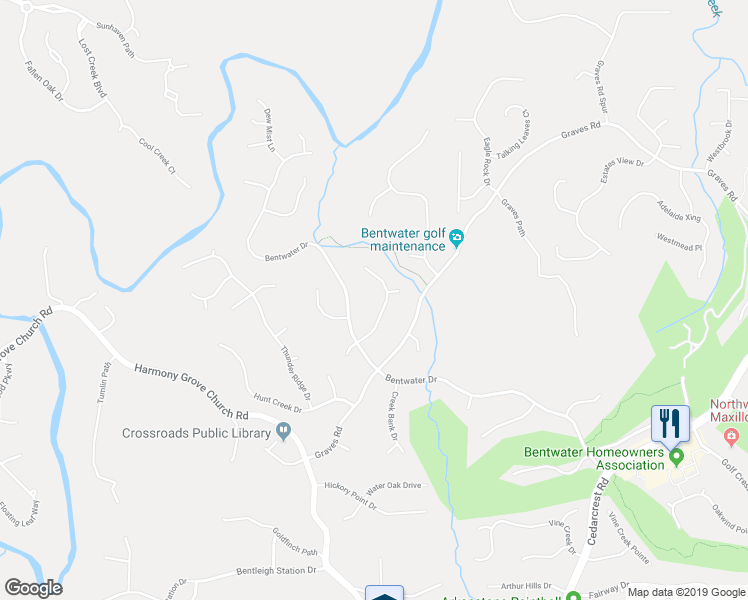 map of restaurants, bars, coffee shops, grocery stores, and more near 119 McEvers Branch Landing in Acworth