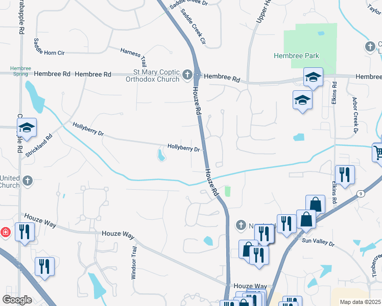 map of restaurants, bars, coffee shops, grocery stores, and more near 100 Maison Court in Roswell