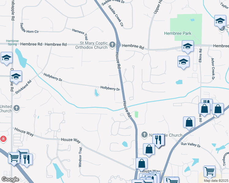 map of restaurants, bars, coffee shops, grocery stores, and more near 100 Maison Court in Roswell