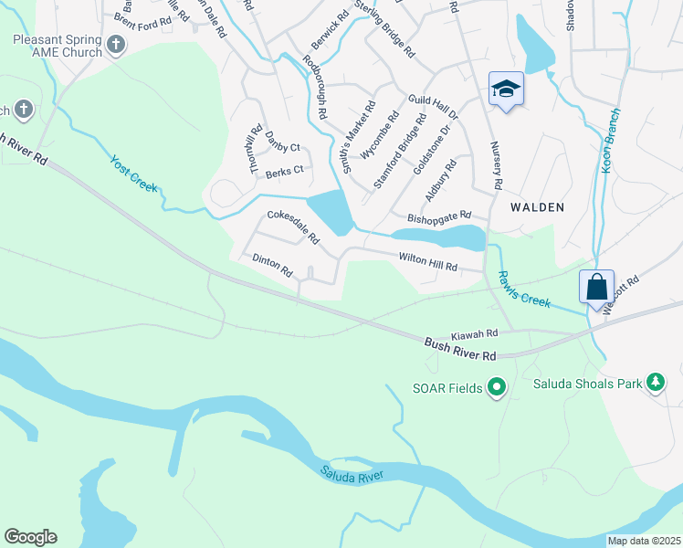 map of restaurants, bars, coffee shops, grocery stores, and more near 227 Wilton Hill Road in Columbia