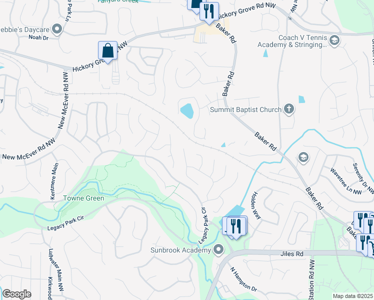 map of restaurants, bars, coffee shops, grocery stores, and more near 4172 Havenwood Court in Kennesaw