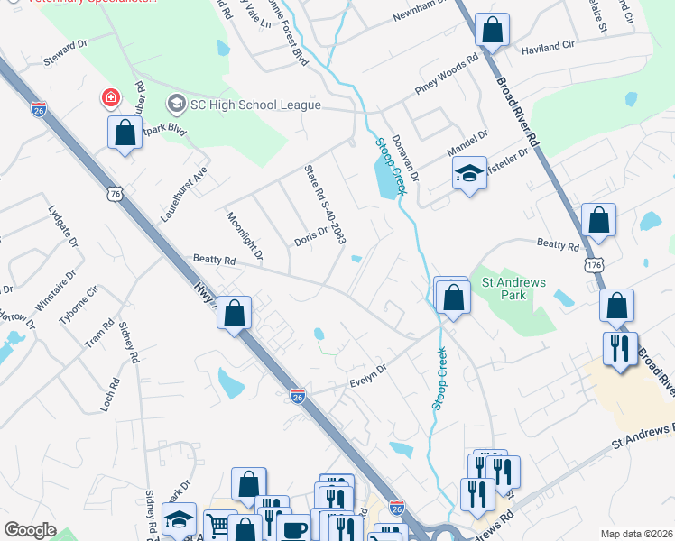 map of restaurants, bars, coffee shops, grocery stores, and more near 105 Morningside Drive in Columbia
