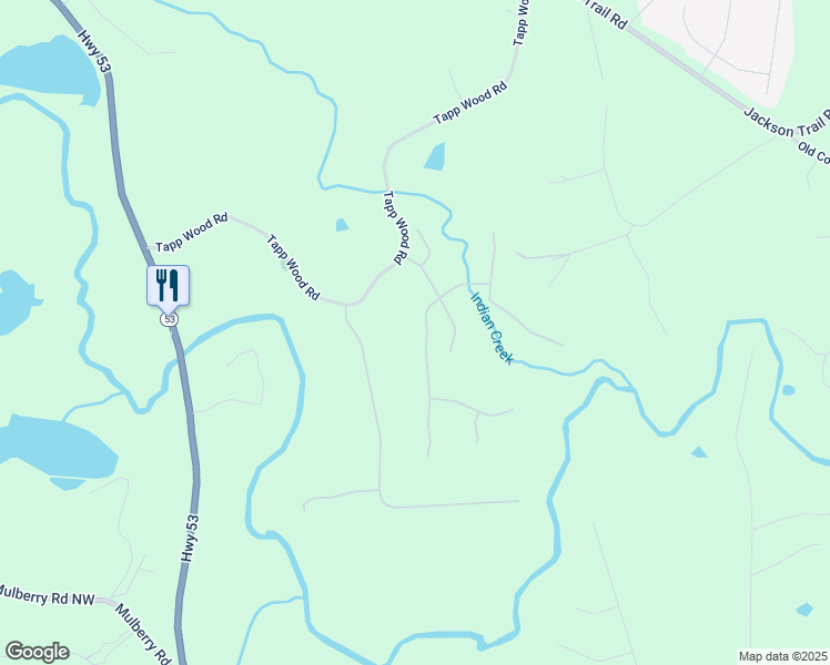 map of restaurants, bars, coffee shops, grocery stores, and more near 204 Races Road in Hoschton
