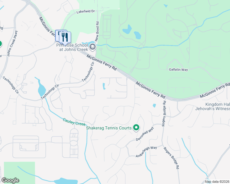 map of restaurants, bars, coffee shops, grocery stores, and more near 7145 Handbell Lane in Duluth