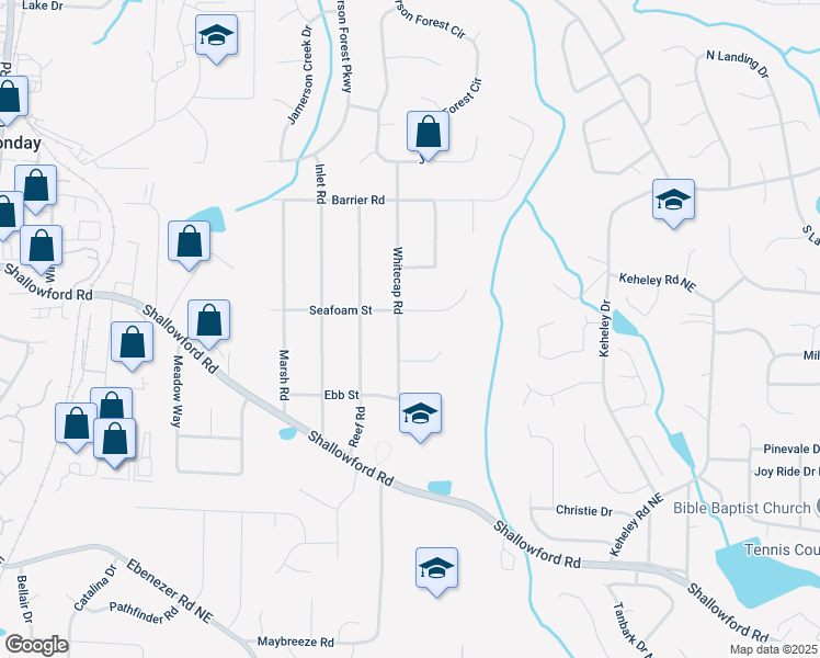 map of restaurants, bars, coffee shops, grocery stores, and more near 4326 Whitecap Road in Marietta
