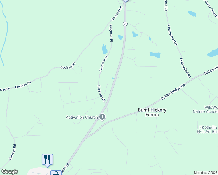 map of restaurants, bars, coffee shops, grocery stores, and more near 98 Wards Creek Lane in Dallas