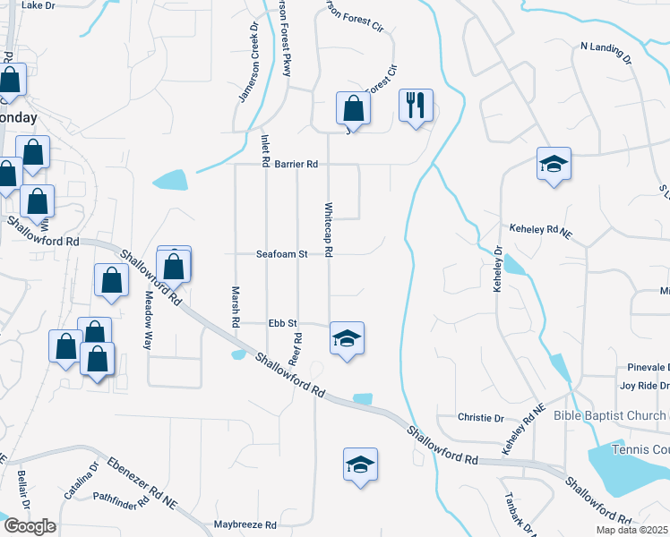 map of restaurants, bars, coffee shops, grocery stores, and more near 4326 Whitecap Road in Marietta