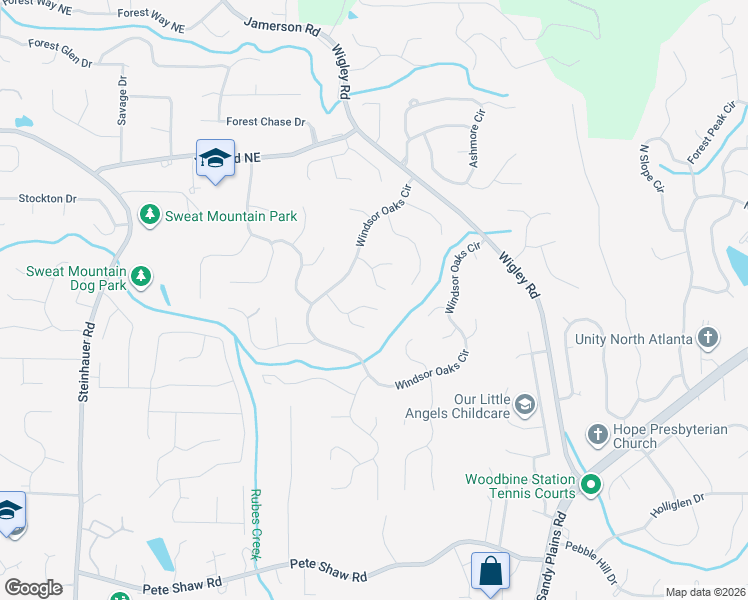 map of restaurants, bars, coffee shops, grocery stores, and more near 3069 Hillside Trail in Marietta