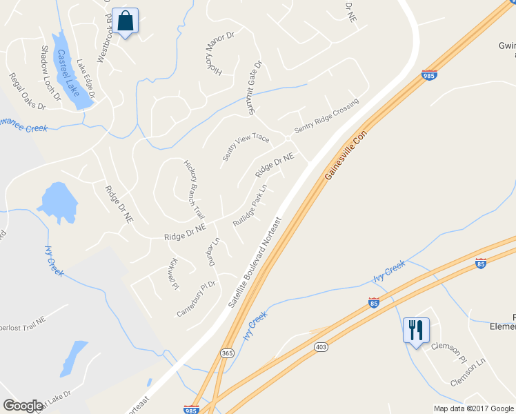 map of restaurants, bars, coffee shops, grocery stores, and more near 3498 Olivia Ridge Court in Suwanee