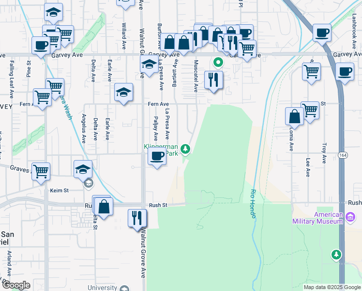map of restaurants, bars, coffee shops, grocery stores, and more near 2418 Bartlett Avenue in Rosemead
