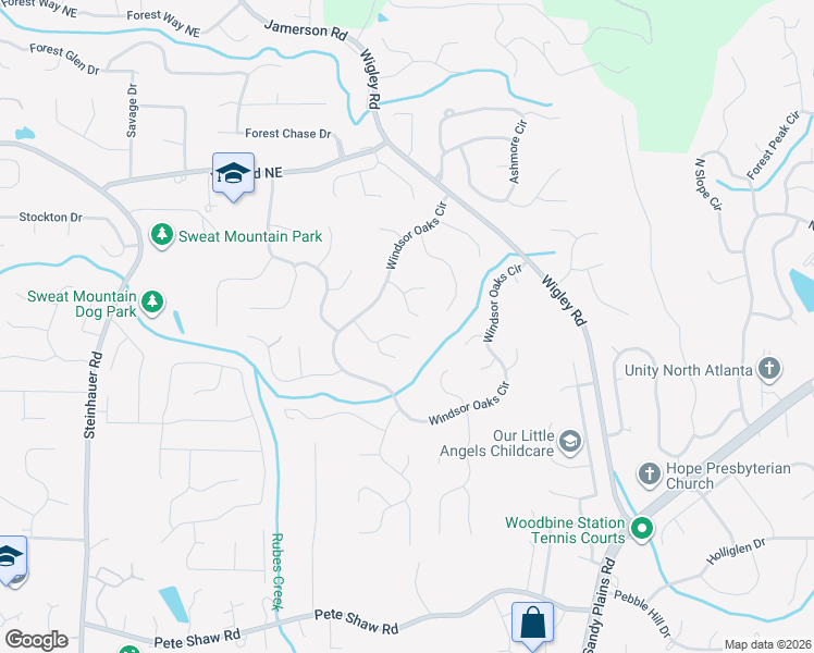map of restaurants, bars, coffee shops, grocery stores, and more near 3069 Hillside Trail in Marietta