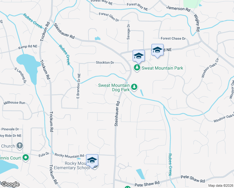 map of restaurants, bars, coffee shops, grocery stores, and more near 2408 Brewer Way in Marietta