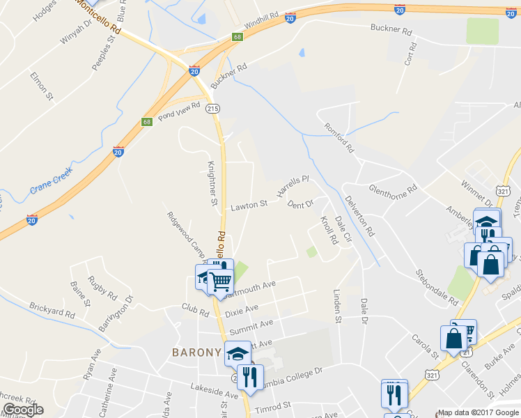 map of restaurants, bars, coffee shops, grocery stores, and more near 814 Lawton Street in Columbia