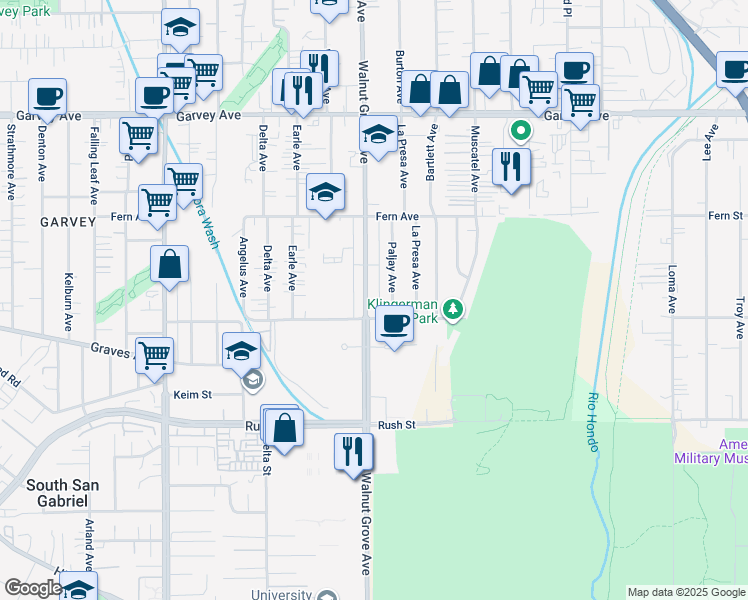 map of restaurants, bars, coffee shops, grocery stores, and more near 2418 Walnut Grove Avenue in Rosemead