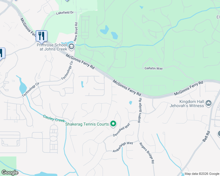 map of restaurants, bars, coffee shops, grocery stores, and more near 11360 Quailbrook Chase in Duluth