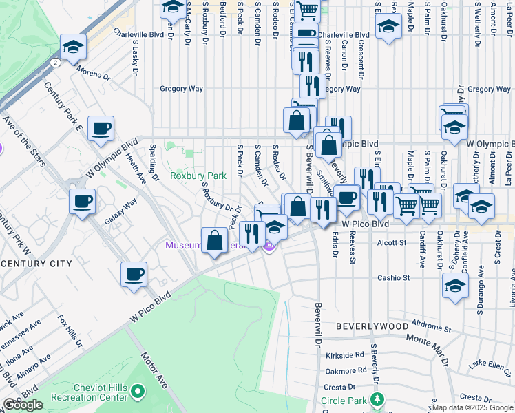 map of restaurants, bars, coffee shops, grocery stores, and more near 1159 Daniels Drive in Los Angeles